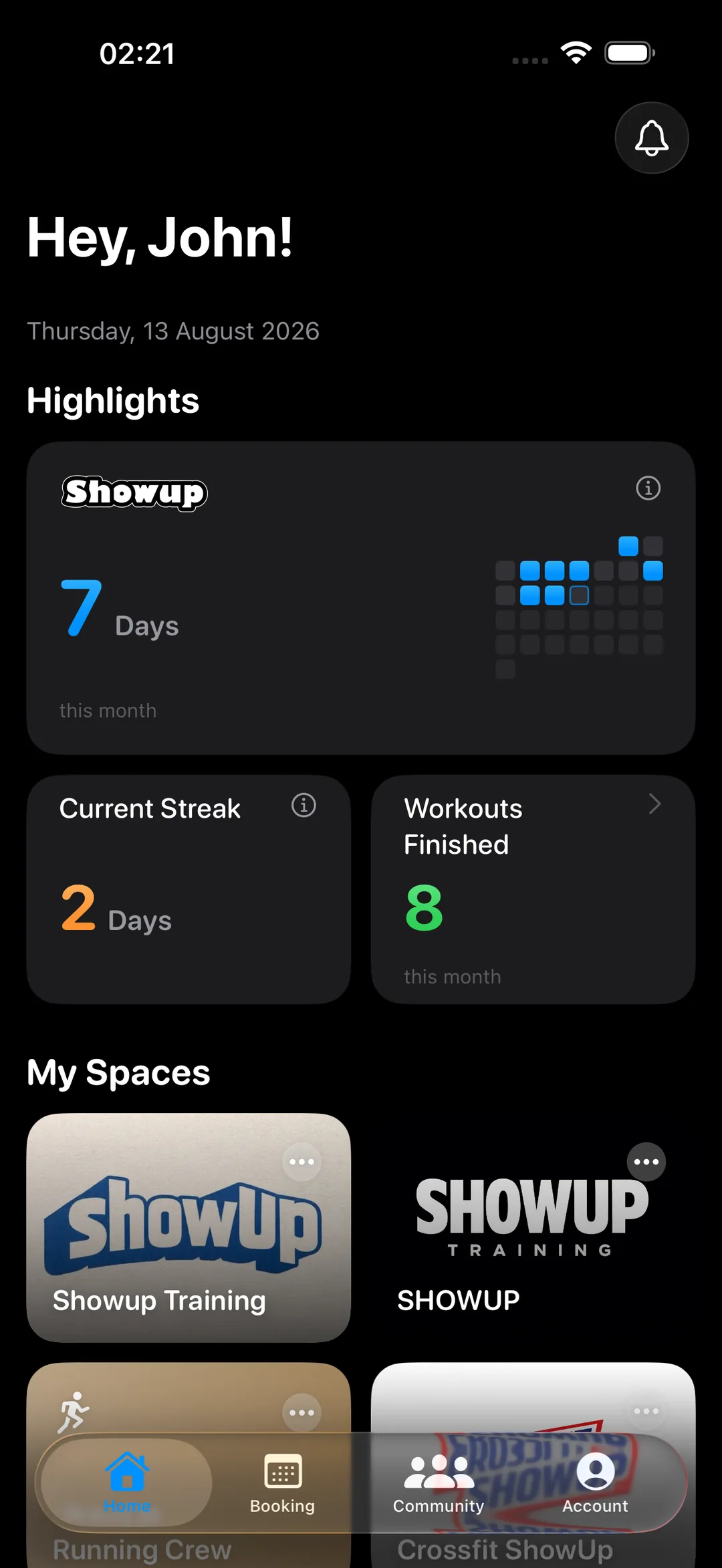 Home dashboard