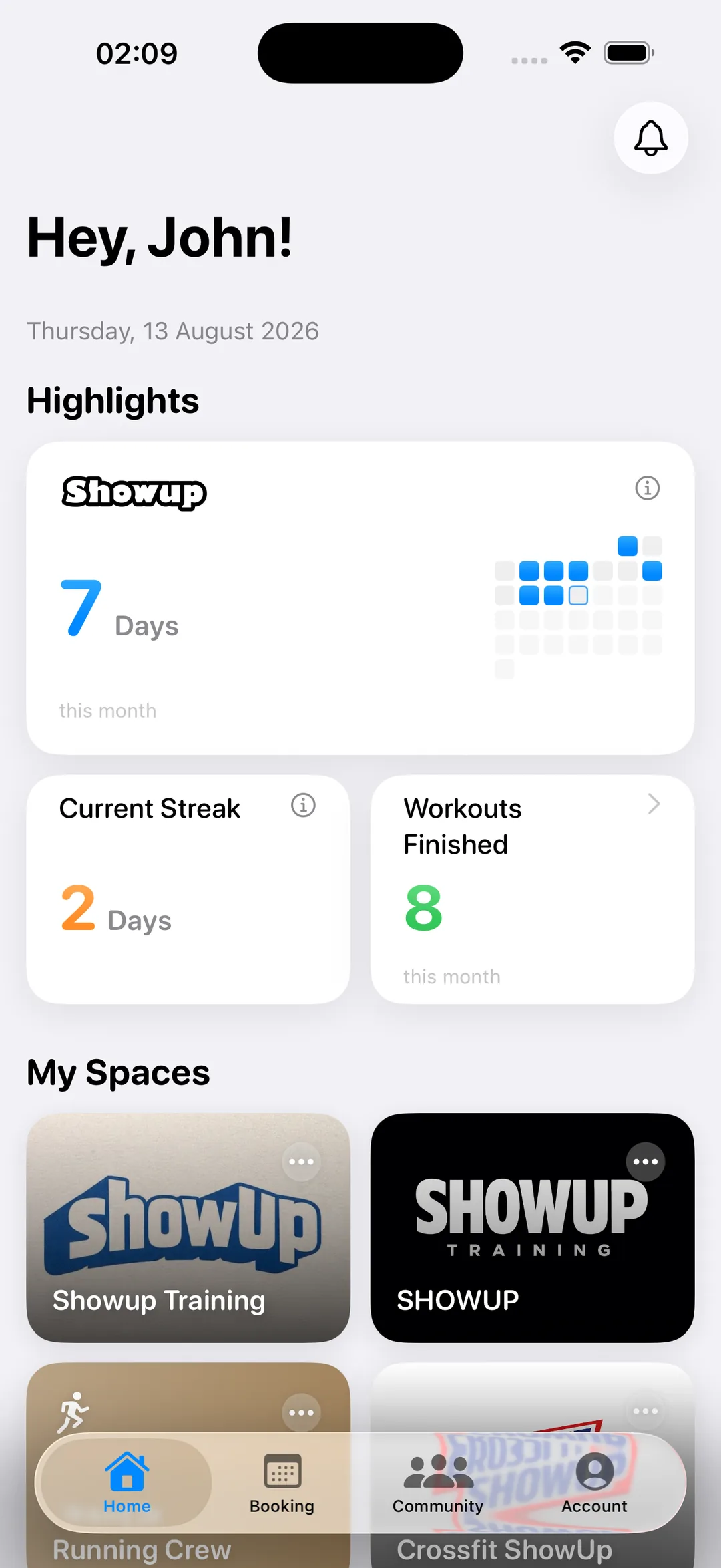 Home dashboard