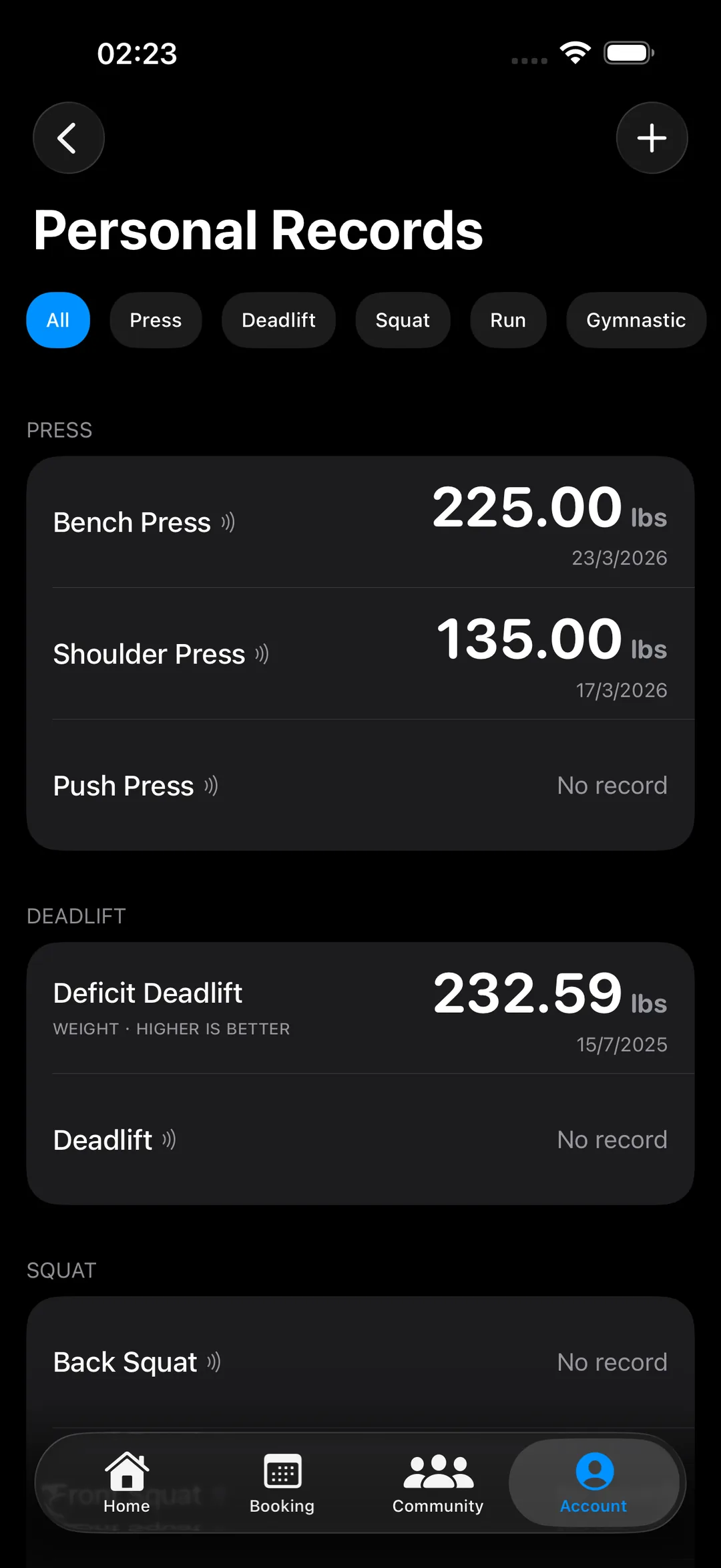 Personal records