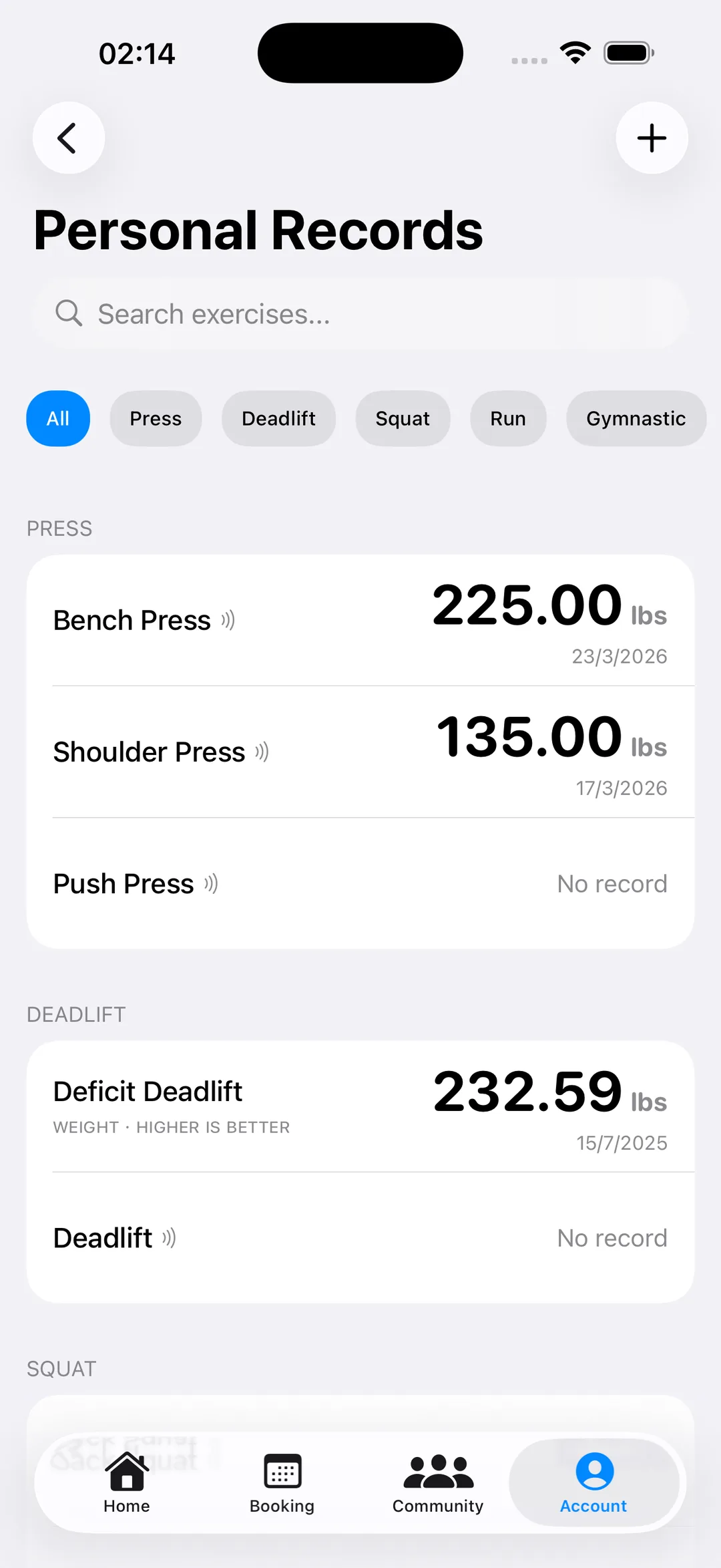 Personal records
